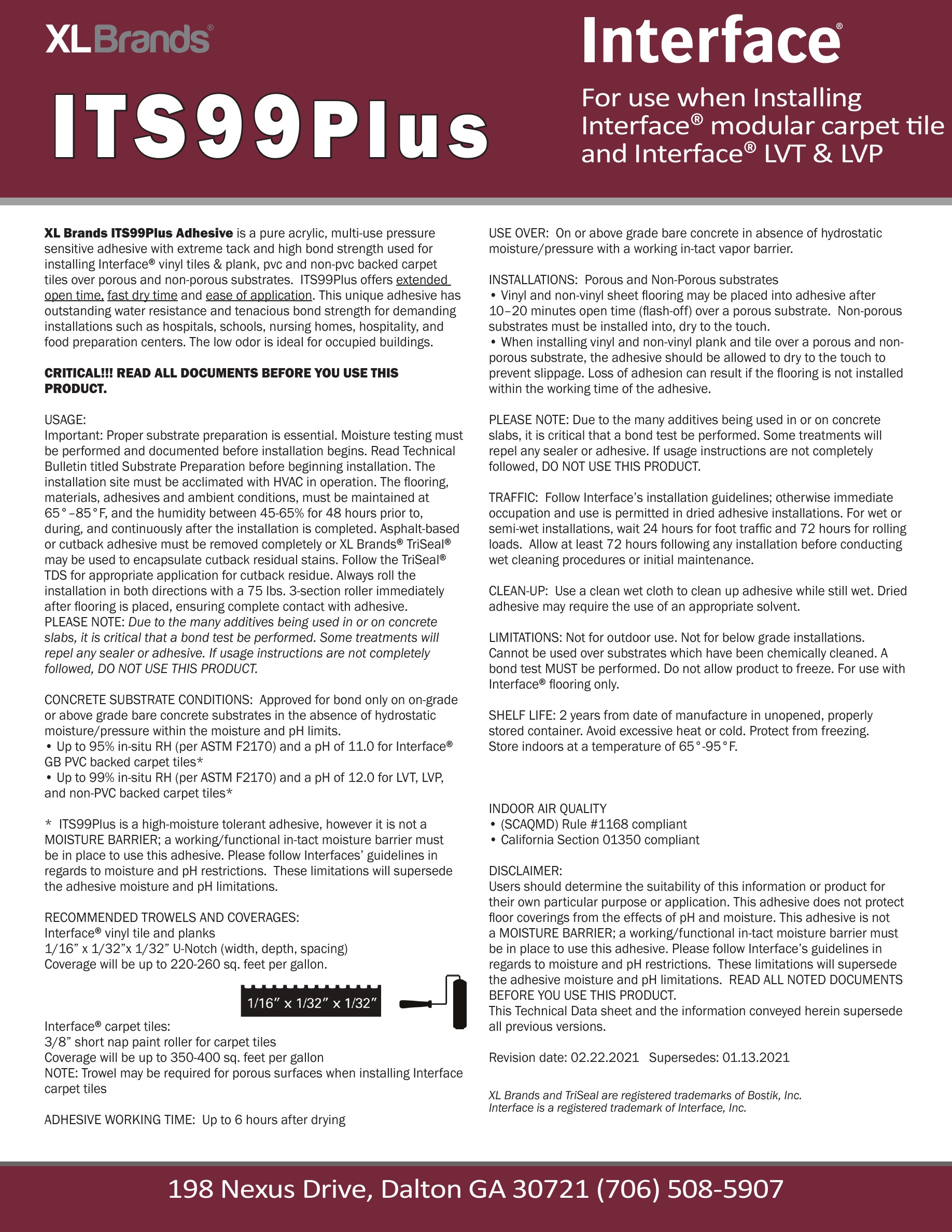 Interface AdhesiveXL Brands ITS99Plus.pdf